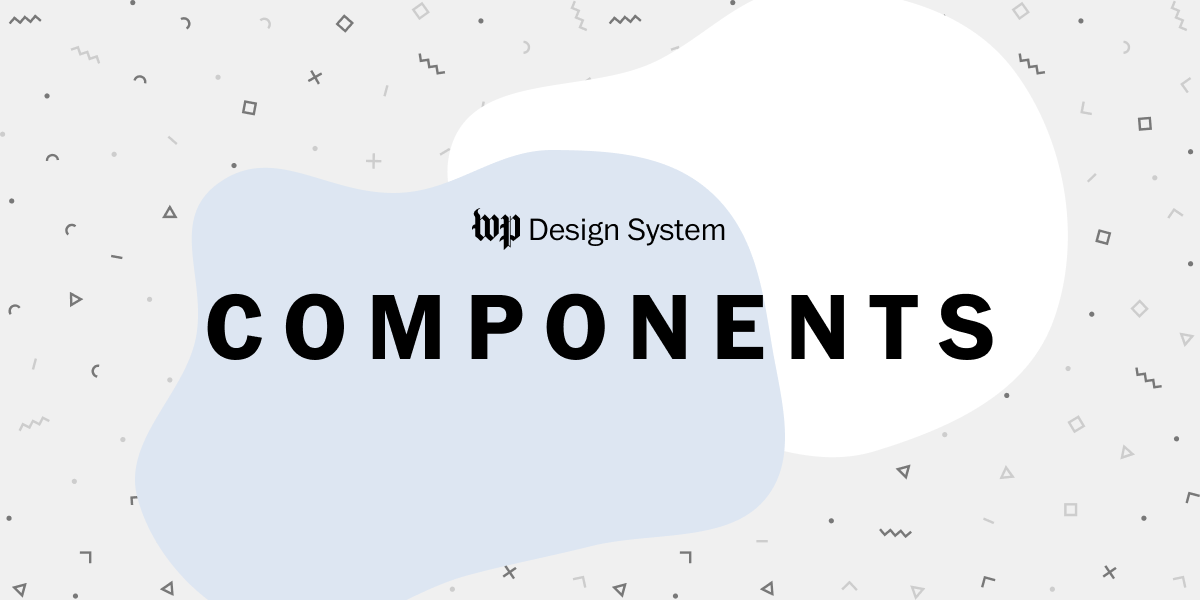 Image shows the word 'Components' in large bold letters in front of two squiggly cirles. The words 'WP Design System' in small letters above the bold letters.